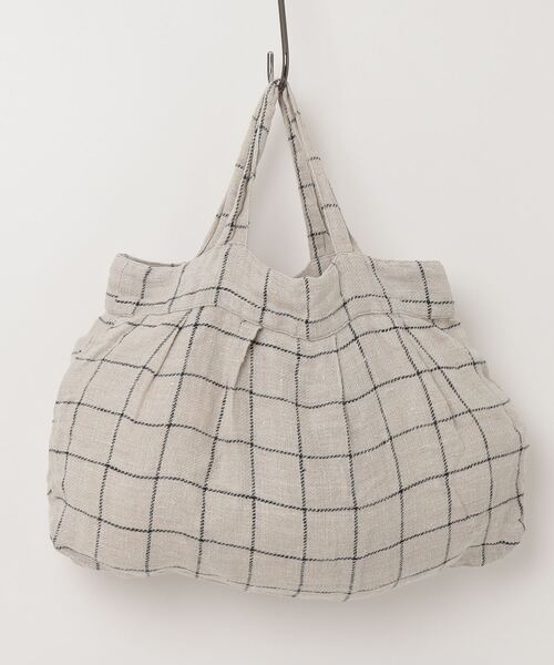 「fog linen work」 チェック柄ハンドバッグ - ベージュ レディース_画像2