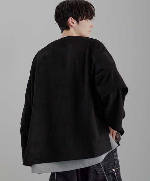 kidill レイヤードロングTシャツ LILL（リル） tシャツ ルーズシルエットワイドスリーブフェイク