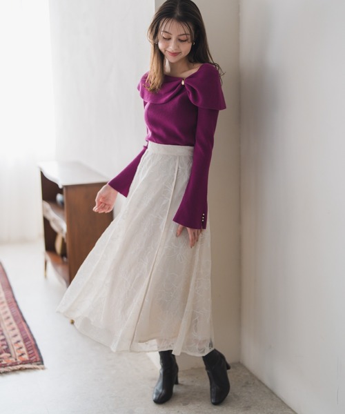 MISCH MASCH（ミッシュマッシュ） ロング スカート ラメ刺繍パイピング