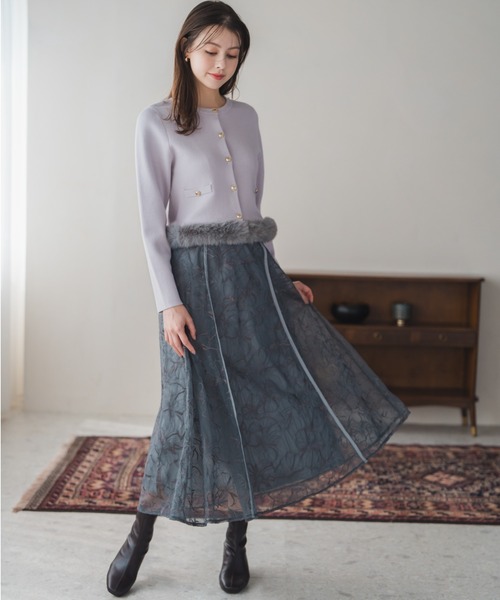 MISCH MASCH（ミッシュマッシュ） ロング スカート ラメ刺繍パイピング