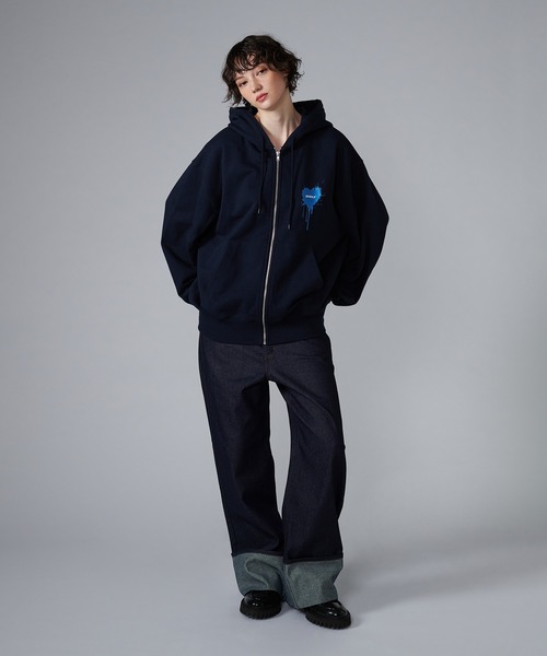 ONCILY（オンシェリー） ジップアップパーカー LARGE ライトグレー