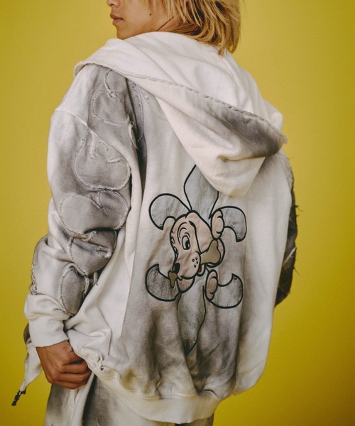 GALFY（ガルフィー） パーカー 「GALFY」ぼろぼろロゴ百合の紋パーカー