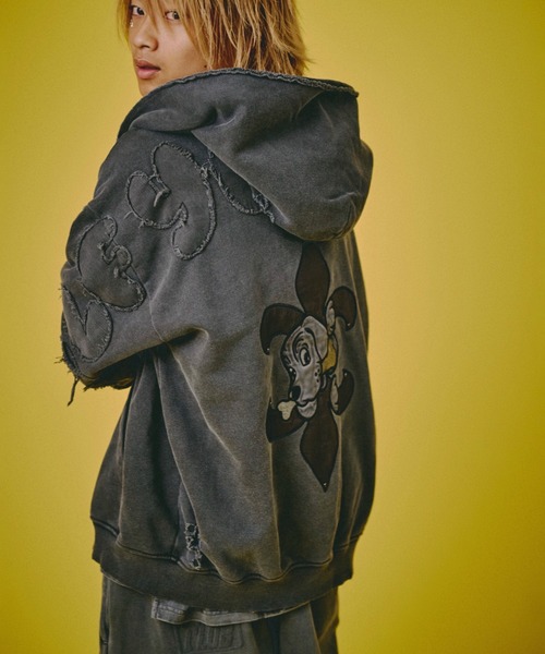 GALFY（ガルフィー） パーカー 「GALFY」ぼろぼろロゴ百合の紋パーカー