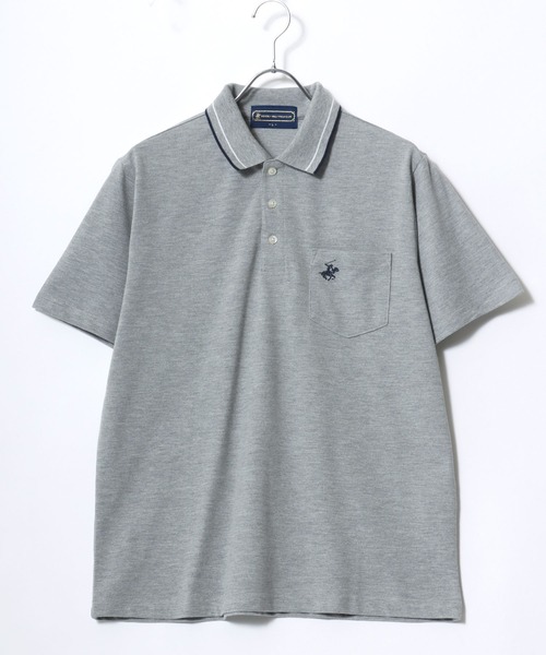 「BEVERLY HILLS POLO CLUB」 半袖ポロシャツ LL グレー メンズ_画像4
