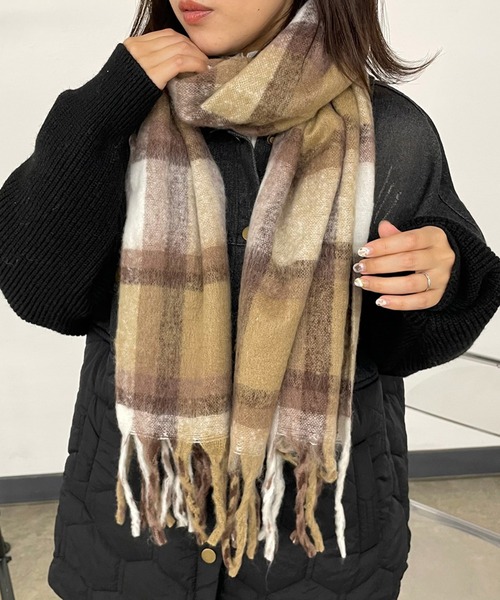 CRB マフラー ストール チェック柄マフラー レディース : ZOZOTOWN