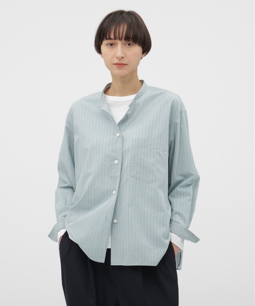 マーガレットハウエル ラッフルカラー シャツ 比翼 綿 希少 S MARGARET HOWELL（マーガレットハウエル） ブラウス シャツ SIMPLE