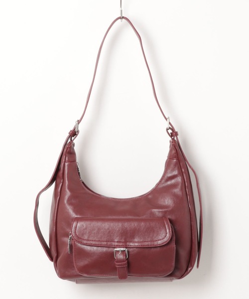 NuNuNa ハンドバッグ 「NuNuNa」合成皮革フロントポケットハンドバッグ