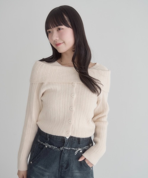 「mellowneon」 ニットカーディガン FREE グレー レディース_画像4