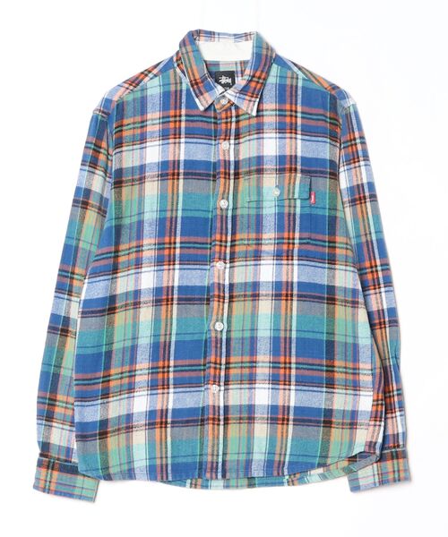 STUSSY 【入手困難】チェック柄 シャツ　ステューシー STUSSY（ステューシー） チェック柄長袖シャツ M ブルー メンズ