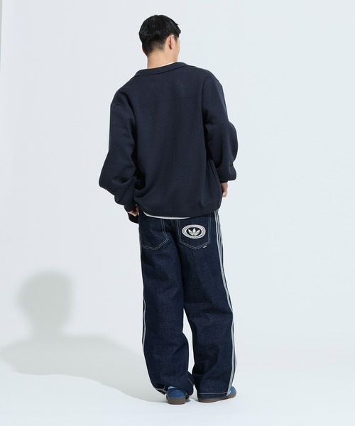 adidas originals デニム風スウェット adidas デニム風ロゴスエット - メルカリ