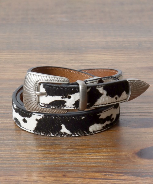 Lee（リー） ベルト 25mm ナロー ウエスタン COW柄 本革 レザーベルト