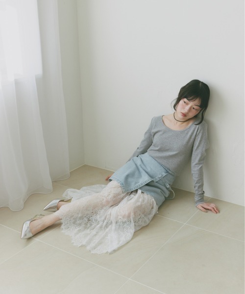 Freesia スカート レース切替ギャザーロングスカート : ZOZOTOWN Yahoo