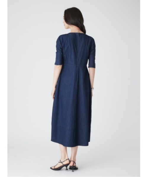 「Mila Owen」 7分袖ワンピース 1 インディゴブルー レディース_画像5