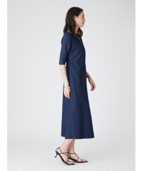 「Mila Owen」 7分袖ワンピース 1 インディゴブルー レディース_画像6