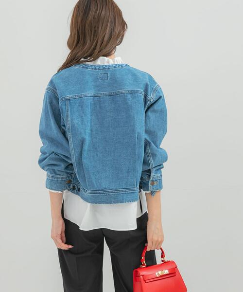 【美品】Lee×ROSSO ワンウォッシュデニムジャケット デニムジャケット gジャン 「別注」Lee101×ROSSO NOCOLLAR SHORT