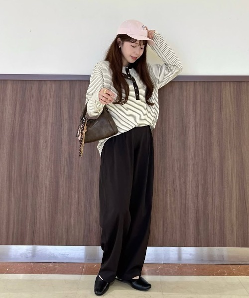 ANGIE ヘンリーネック tシャツ ワッフル ヘンリーネック プルオーバー