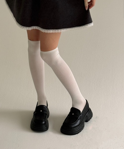 hiamu ローファー 「3色展開」ロゴポイント厚底ペニーローファー