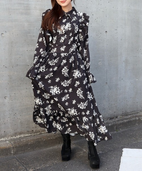 CECIL McBEE（セシルマクビー） ワンピース 花柄シャツフリル