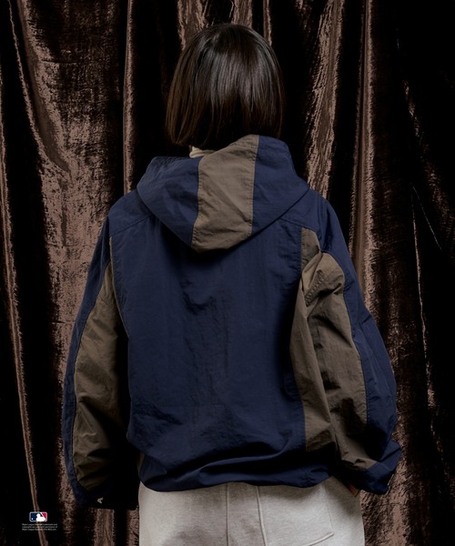 「Perushu」 ナイロンブルゾン「MLBコラボ」 MEDIUM ネイビー メンズ_画像2