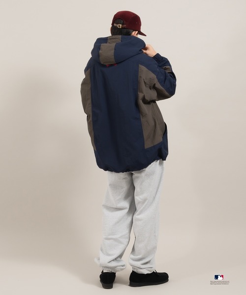 「Perushu」 ナイロンブルゾン「MLBコラボ」 MEDIUM ネイビー メンズ_画像3
