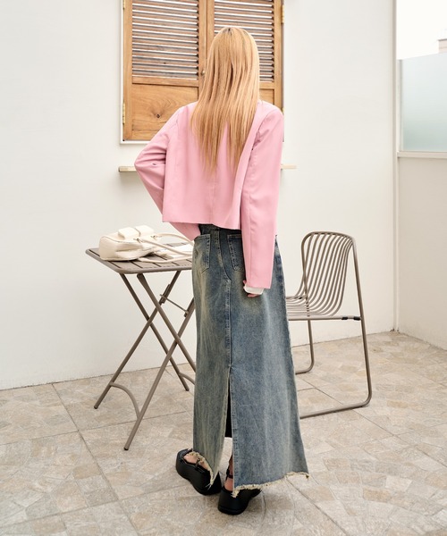 「UNE MANSION」 「LIMI」ノーカラージャケット FREE ピンク レディース_画像4