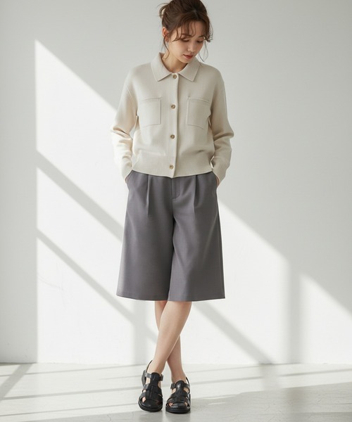 Muscat ハーフパンツ パンツ 短パン ツイル タックハーフパンツ