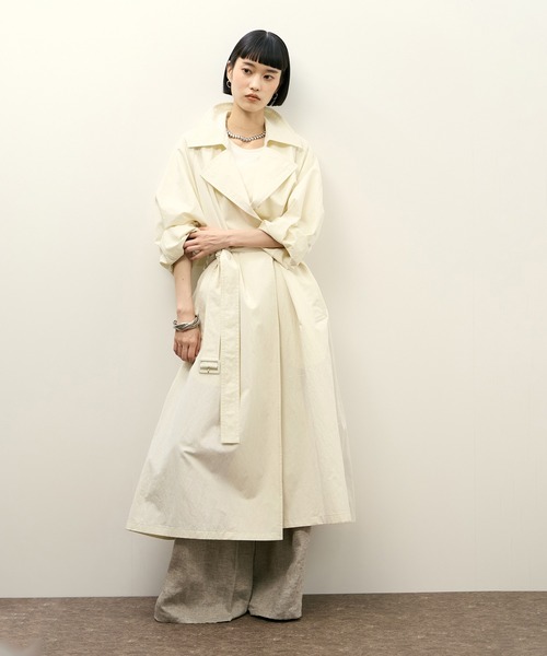 【美品】アダムエロペ リバーコート ライトベージュラ キナリ コート ベルト ADAM ET ROPE'（アダムエロペ） トレンチコート コート リラックス