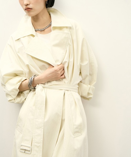 【美品】アダムエロペ リバーコート ライトベージュラ キナリ コート ベルト ADAM ET ROPE'（アダムエロペ） トレンチコート コート リラックス