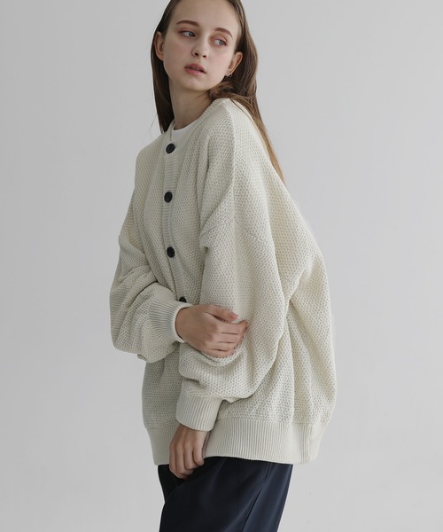 「LILL」 ニットカーディガン M ライトグレー メンズ_画像9