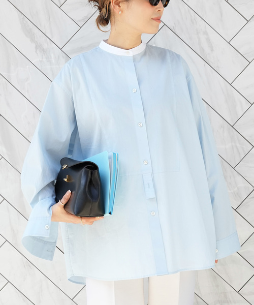 CELERI セルリ　スタンダードカラースリーブス　シャツ CELERI ブラウス シャツ ブルーシャツ レディース : ZOZOTOWN Yahoo!店