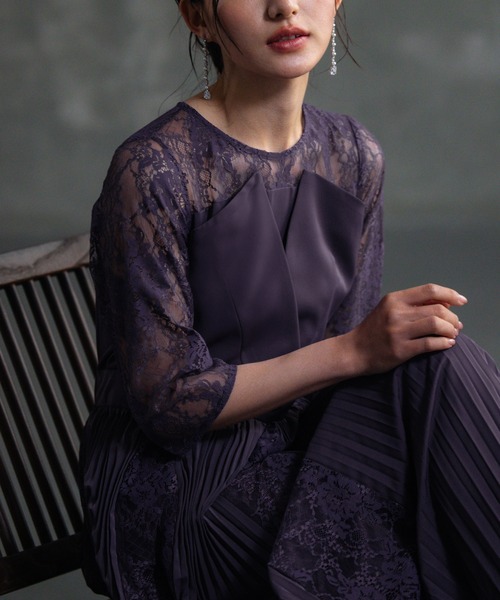 「DRESS PLUS」 7分袖ワンピース M カーキ レディース_画像4