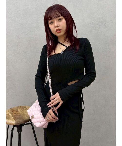 EVRIS（エヴリス） ワンピース カッティングリブロングワンピース