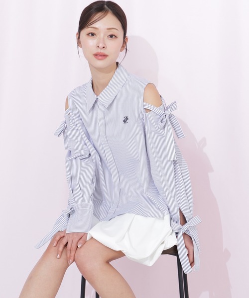 レディース JILL by JILL STUART リボンオフショルブラウス ホワイト