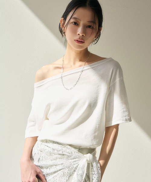 カットソー(半袖/袖なし) anuans セール】テンセルウールノースリーブカットトップス（Tシャツ