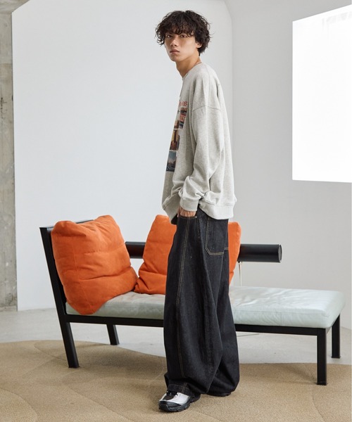 「PBLIM」 スウェットカットソー LARGE ネイビー レディース_画像9