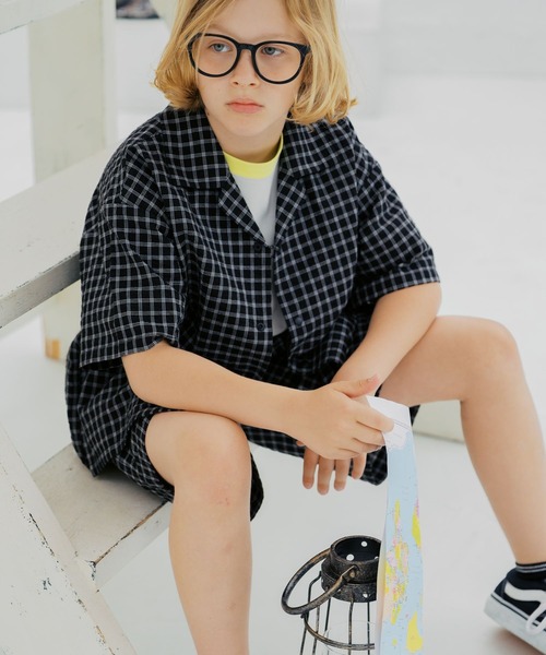 BURBERRY（バーバリー） 「KIDS」チェック柄半袖シャツ 8Y イエロー