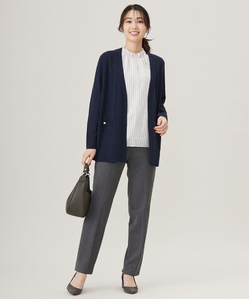 「J.PRESS」 7分袖ブラウス LARGE グレー レディース_画像3