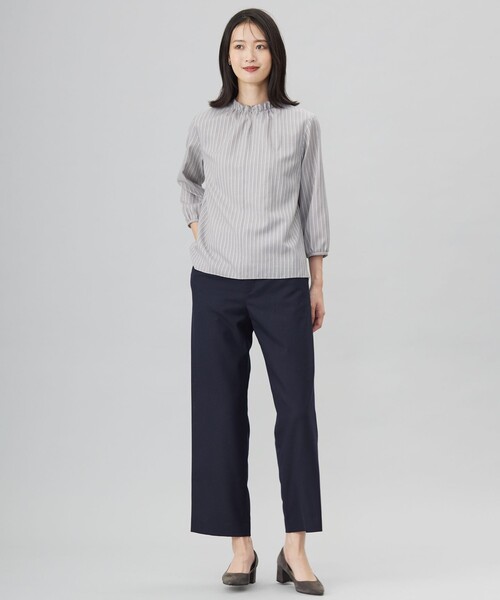 「J.PRESS」 7分袖ブラウス LARGE グレー レディース_画像4