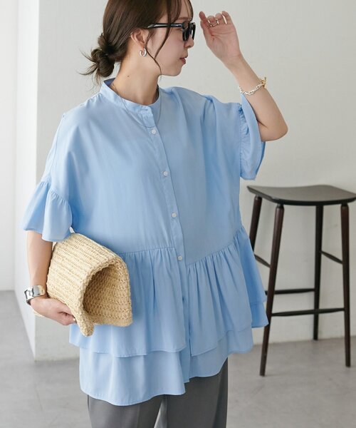 ブラウス シャツ 半袖 「WEB限定」アシメティアードブラウス レディース | Discoat | 09