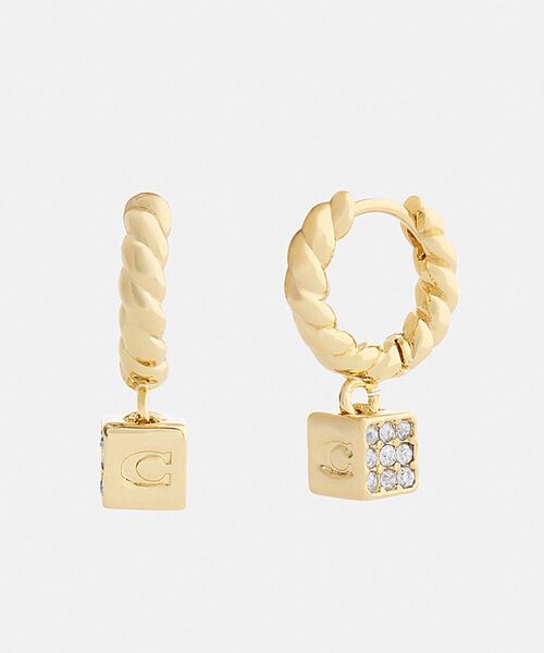 COACH（コーチ） ピアス パヴェ シグネチャー キューブ ハギー ピアス