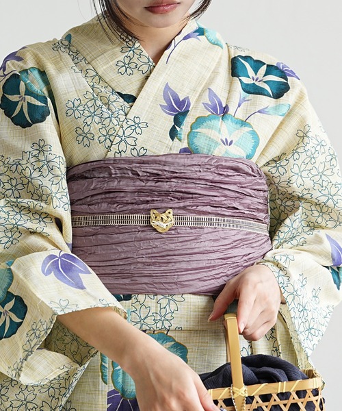 新品未使用☆浴衣☆綿麻☆朝顔☆帯付き☆大人 utatane 浴衣 浴衣3点セット 綿麻 水色の朝顔 レディース : ZOZOTOWN