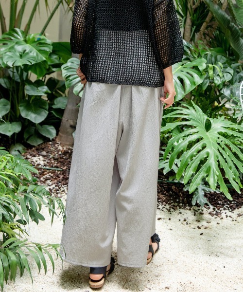 Khadi and Coリネンパンツ earth_eco_loco カフェパンツ ロング レディース 9番手
