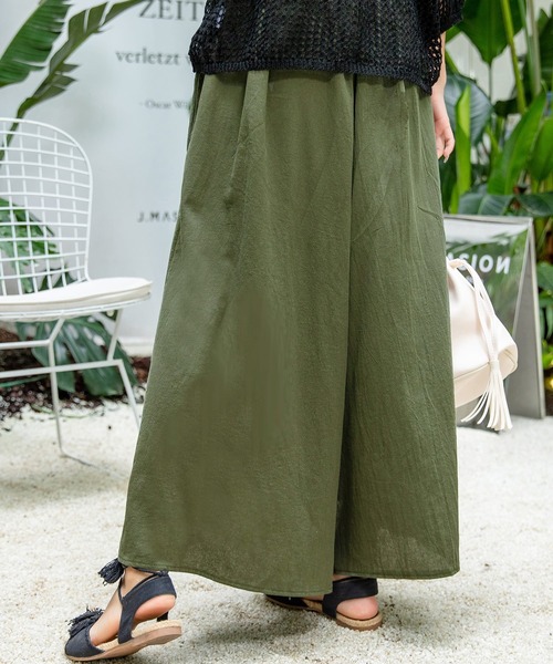 DAY CLOSET パンツ レディース リネン風きれいめスカンツワイド