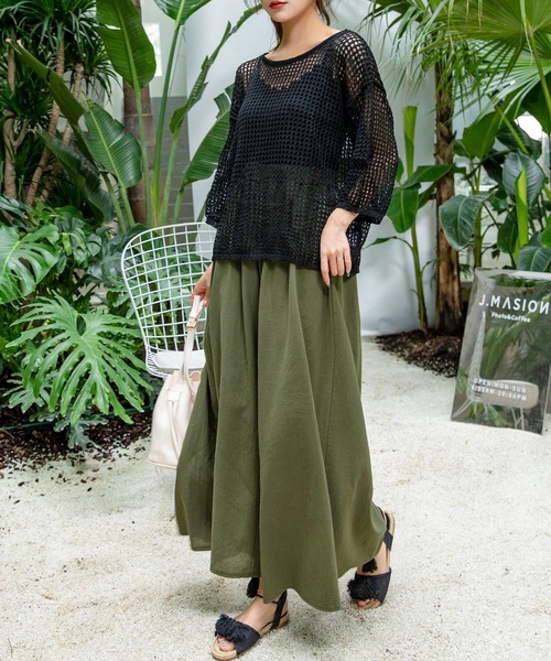 65%OFF【送料無料】 CLOSET DAY パンツ リネン風きれいめスカンツワイド レディース パンツ