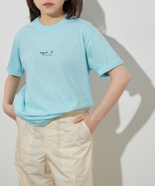agnes b. 半袖Tシャツ アダムエロペ コラボ M 水色 agnes b.（アニエスベー） tシャツ Tシャツ 【agnes b. pour ADAM ET