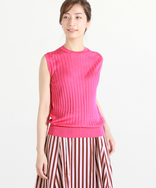 SLOANE for VERMEIL par iena18Gシルクリブ半袖ニット Demi-Luxe BEAMS（デミルクス ビームス）SLOANE / 18ゲージ