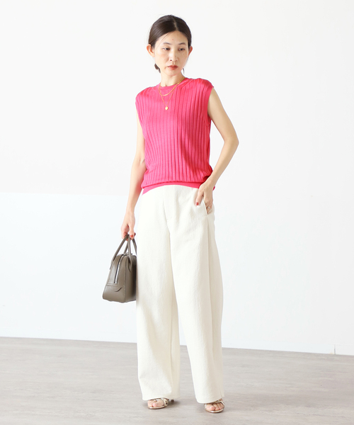 SLOANE for VERMEIL par iena18Gシルクリブ半袖ニット VERMEIL par iena ニット 【SLOANE/スローン】別注18Gワイドリブ