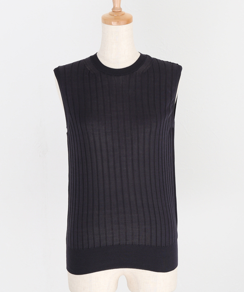SLOANE for VERMEIL par iena18Gシルクリブ半袖ニット VERMEIL par iena ニット 【SLOANE/スローン】別注18Gワイドリブ