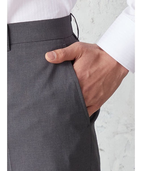 【極美品】SUIT SQUARE 3ピース 通年 無地 ノータック ダークグレー Perfect Suit FActory（パーフェクト スーツ ファクトリー