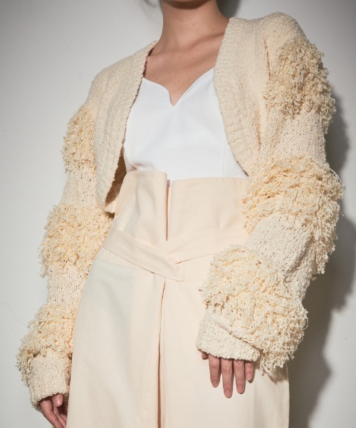 leinwande（ラインヴァンド） カーディガン Tweed Fringe Cardigan